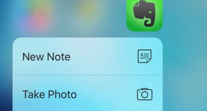 Новые возможности Evernote для iOS 9 и 3D Touch